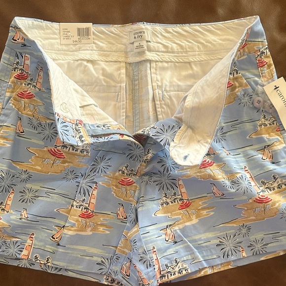 🌊✨ NWT Crown & Ivy Caroline 5” Printed Shorts – Coastal Beach Print – Size 8 - Picture 6 of 11